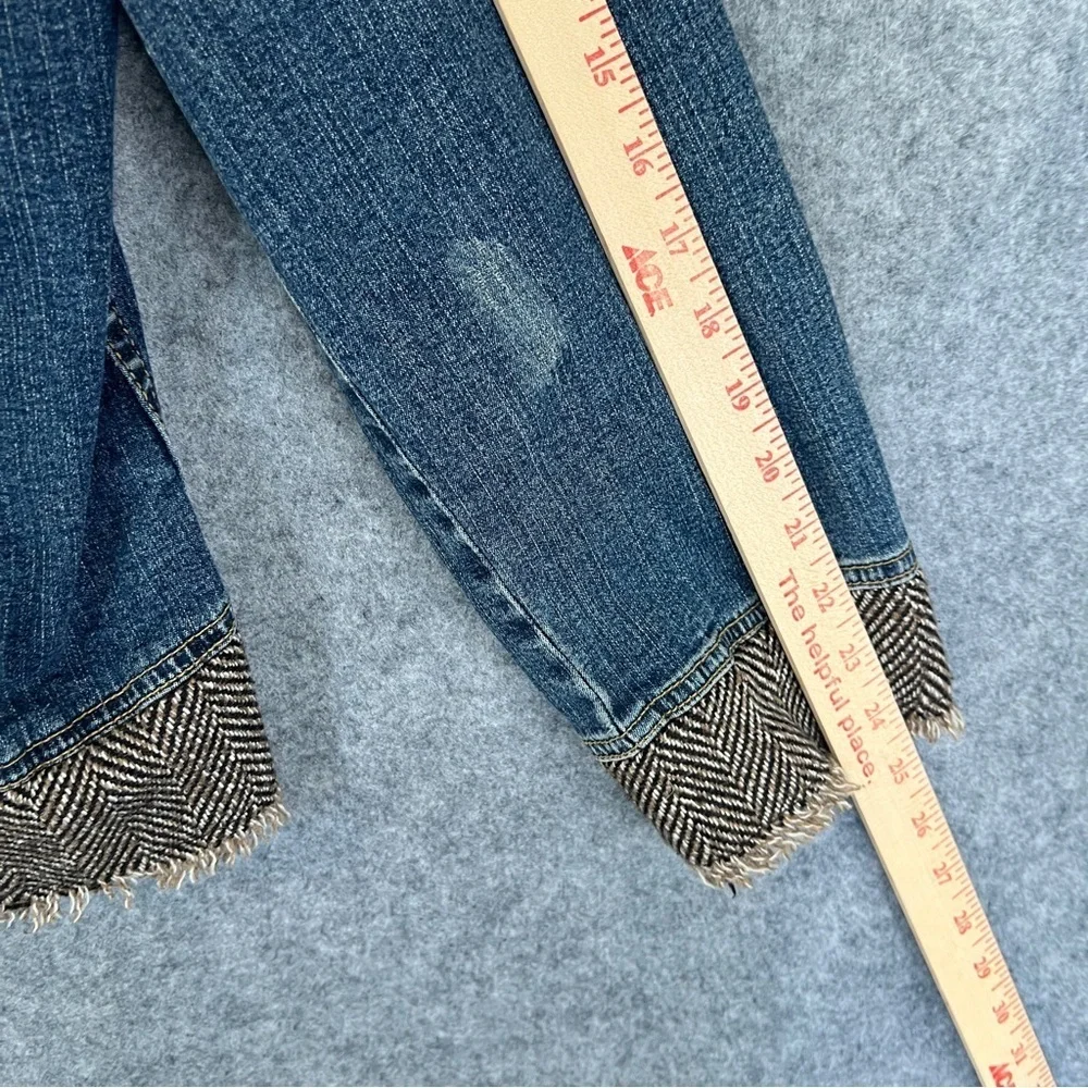 BABY PHAT Y2K Vintage Jean Jacket Tweed Trim Rhinestone Cat Bling Distressed 3X